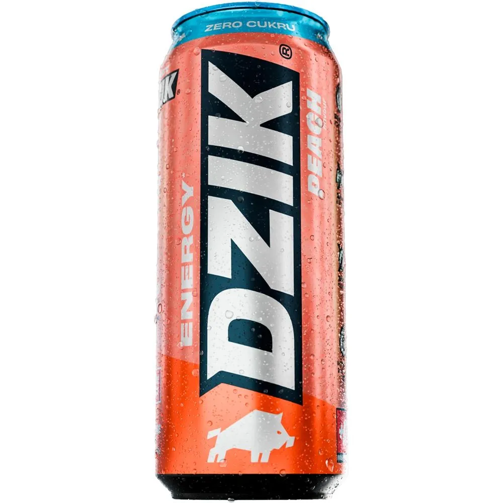 Dzik Energy Napój energetyzujący o smaku brzoskwiniowym bez cukru 500 ml