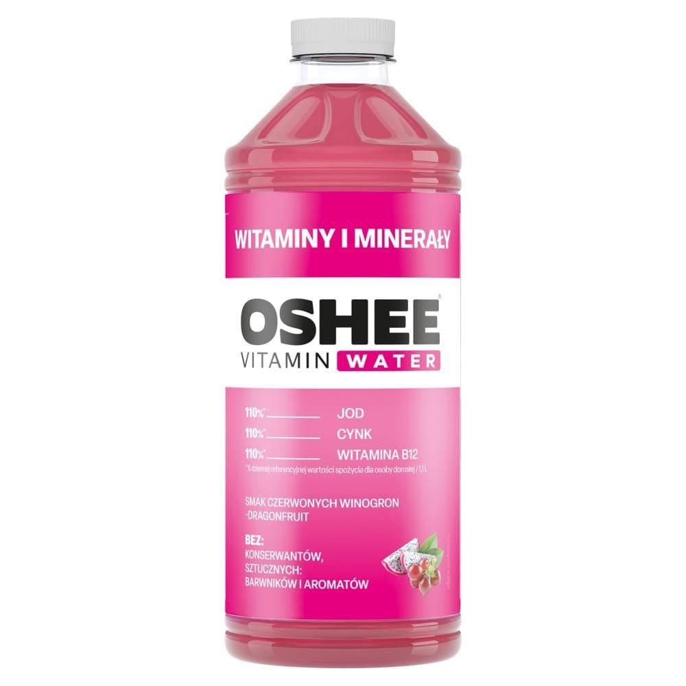 Oshee Vitamin Water Napój niegazowany o smaku czerwonych winogron i dragonfruit 1,1 l