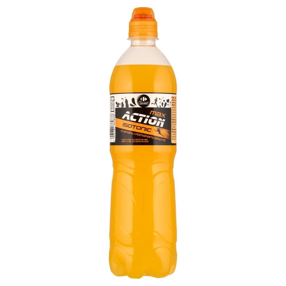 Carrefour Classic Max Action Isotonic Napój izotoniczny niegazowany o smaku pomarańczowym 750 ml