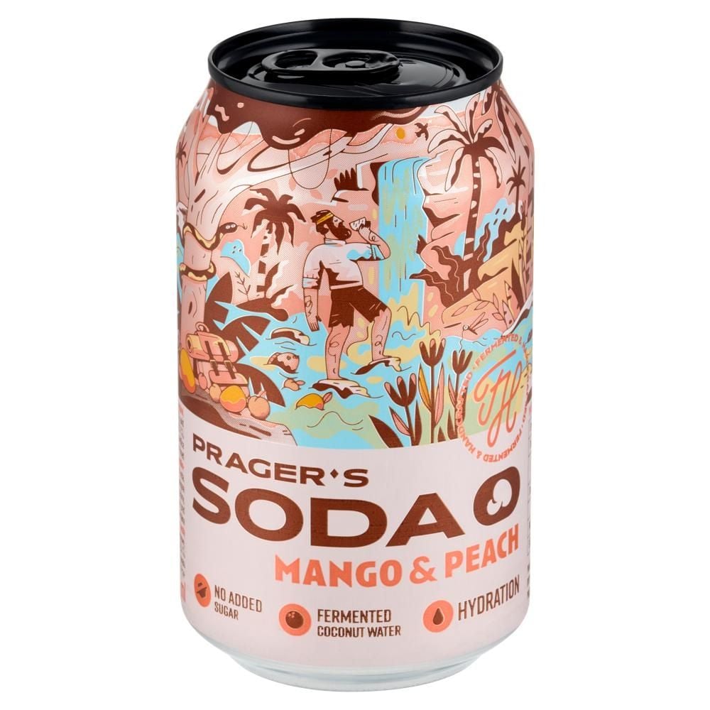 Prager's Soda Mango & Peach Fermentowany napój bezalkoholowy 330 ml
