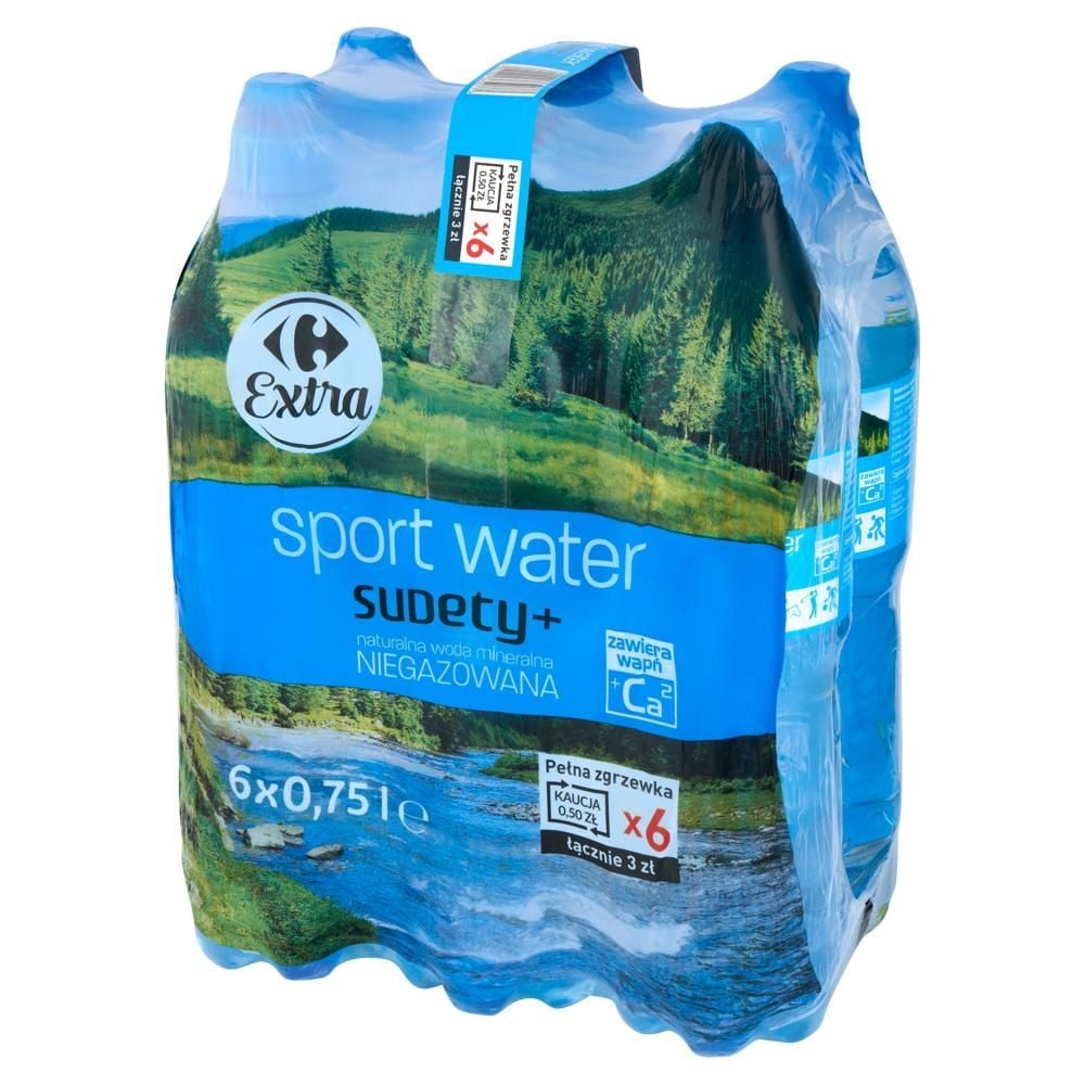 Carrefour Extra Sport Water Sudety+ Naturalna woda mineralna niegazowana 6 x 0,75 l