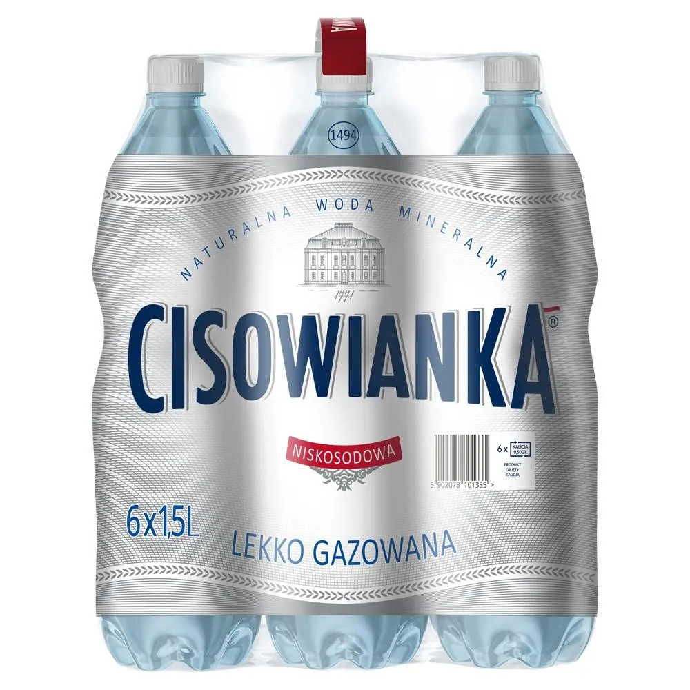 Cisowianka Naturalna woda mineralna lekko gazowana niskosodowa 6 x 1,5 l