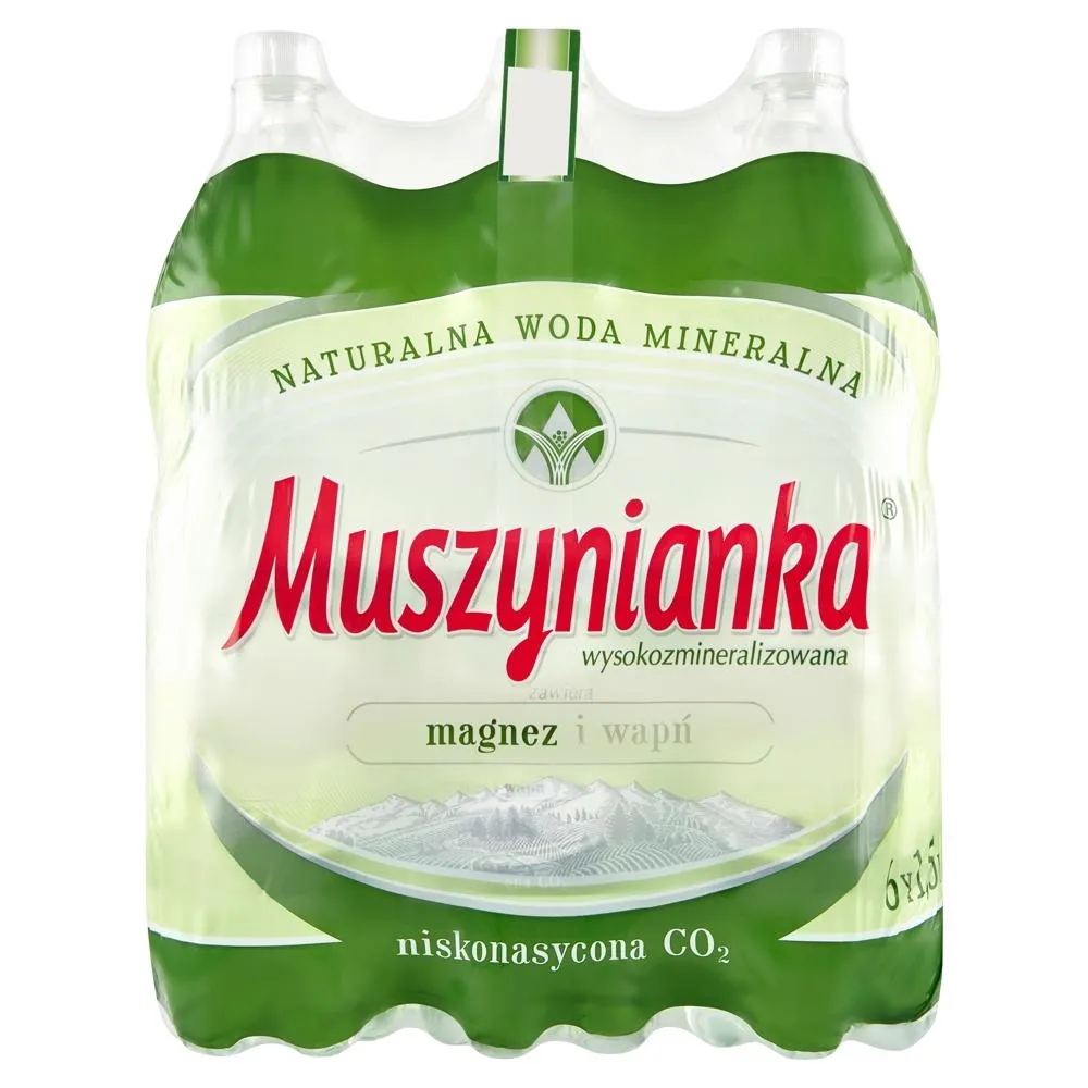 Muszynianka Naturalna woda mineralna wysokozmineralizowana niskonasycona CO₂ 6 x 1,5 l