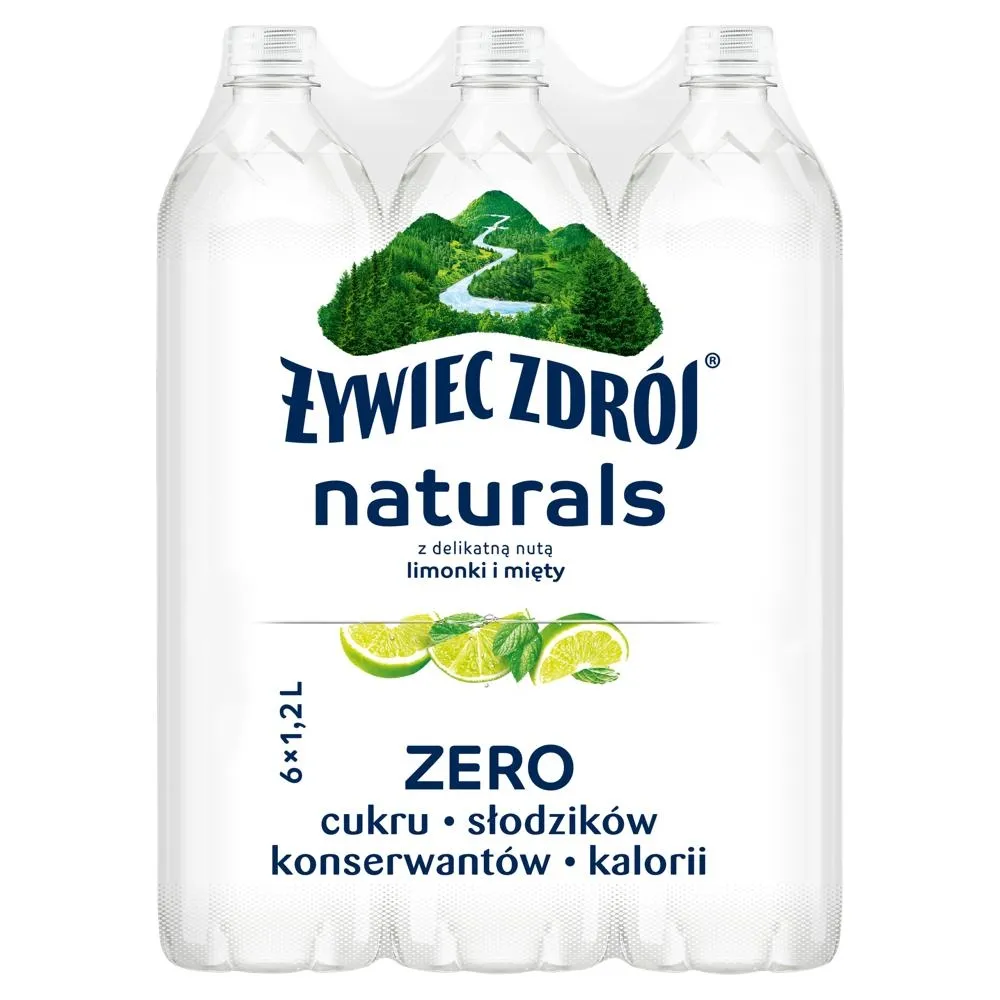 Żywiec Zdrój Naturals Napój niegazowany z delikatną nutą limonki i mięty 6 x 1,2 l