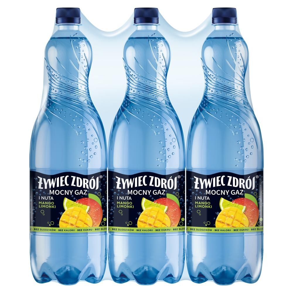 Żywiec Zdrój Mocny Gaz Napój gazowany i nuta mango limonki 6 x 1,5 l