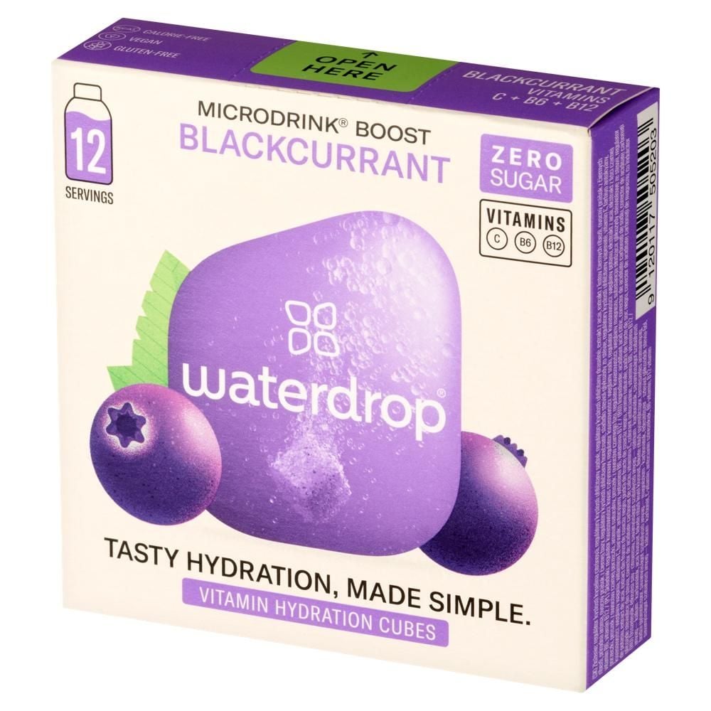 Waterdrop Microdrink Kostka musująca czarna porzeczka czarny bez acai 24,0 g (12 x 2,0 g)