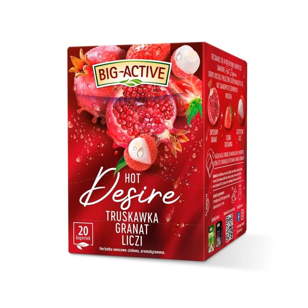 Big-Active Hot Desire Herbatka owocowo-ziołowa truskawka granat liczi 45 g (20 x 2,25 g)