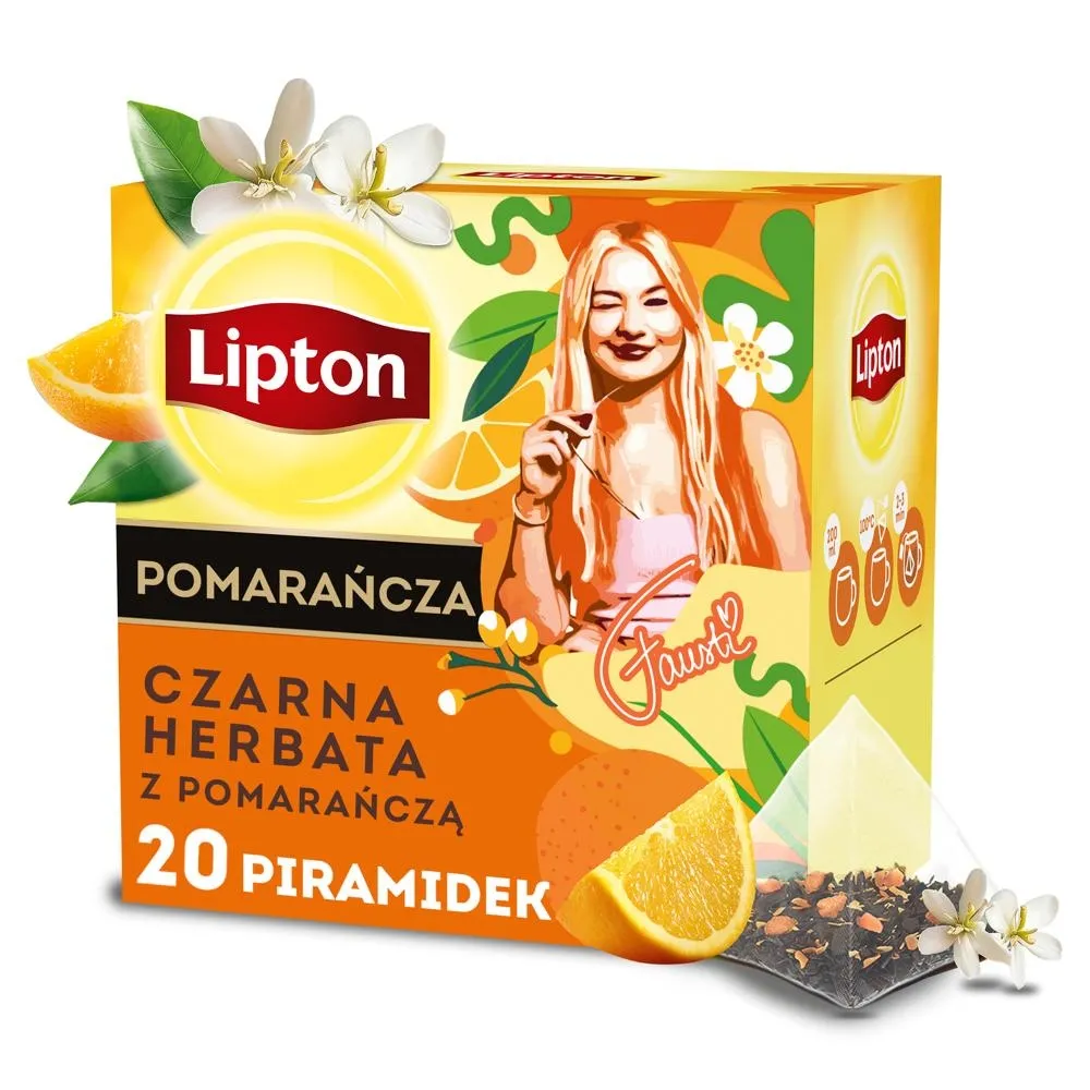 Lipton Czarna herbata z pomarańczą 34 g (20 torebek)