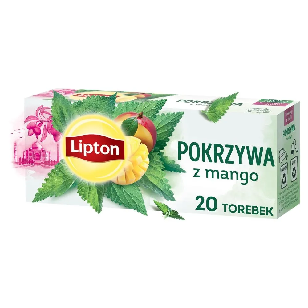 Lipton Herbatka ziołowa aromatyzowana pokrzywa z mango 26 g (20 torebek)
