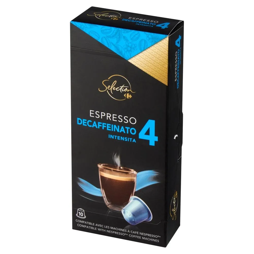 Carrefour Selection Espresso Decaffeinato Kawa bezkofeinowa mielona w kapsułkach 52 g (10 sztuk)