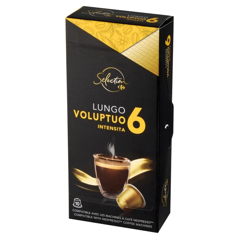Carrefour Selection Lungo Voluptuo Kawa mielona w kapsułkach 52 g (10 sztuk)