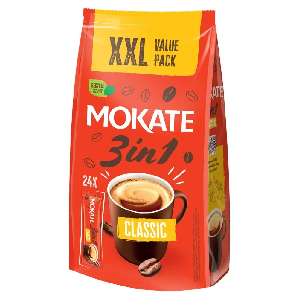 Mokate XXL 3in1 Classic Rozpuszczalny napój kawowy w proszku 408 g (24 x 17 g)