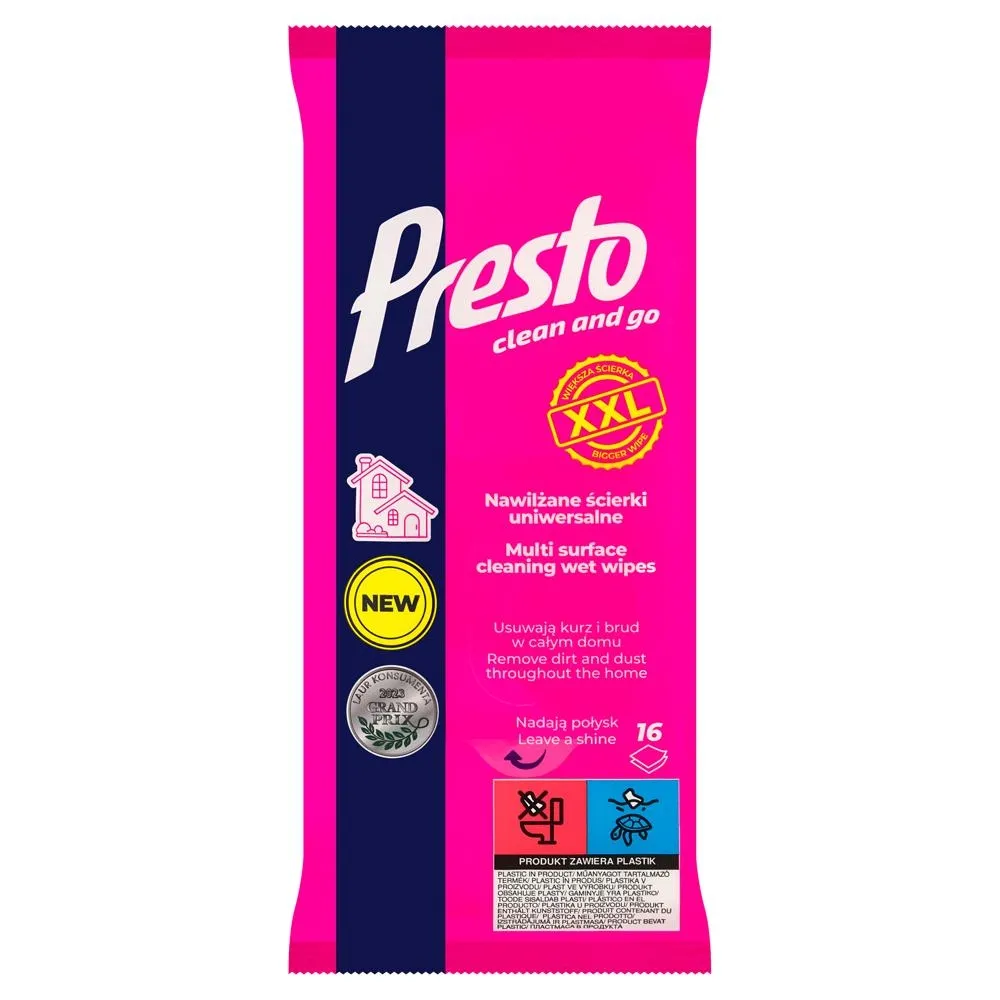 Presto Nawilżane ścierki uniwersalne 16 sztuk