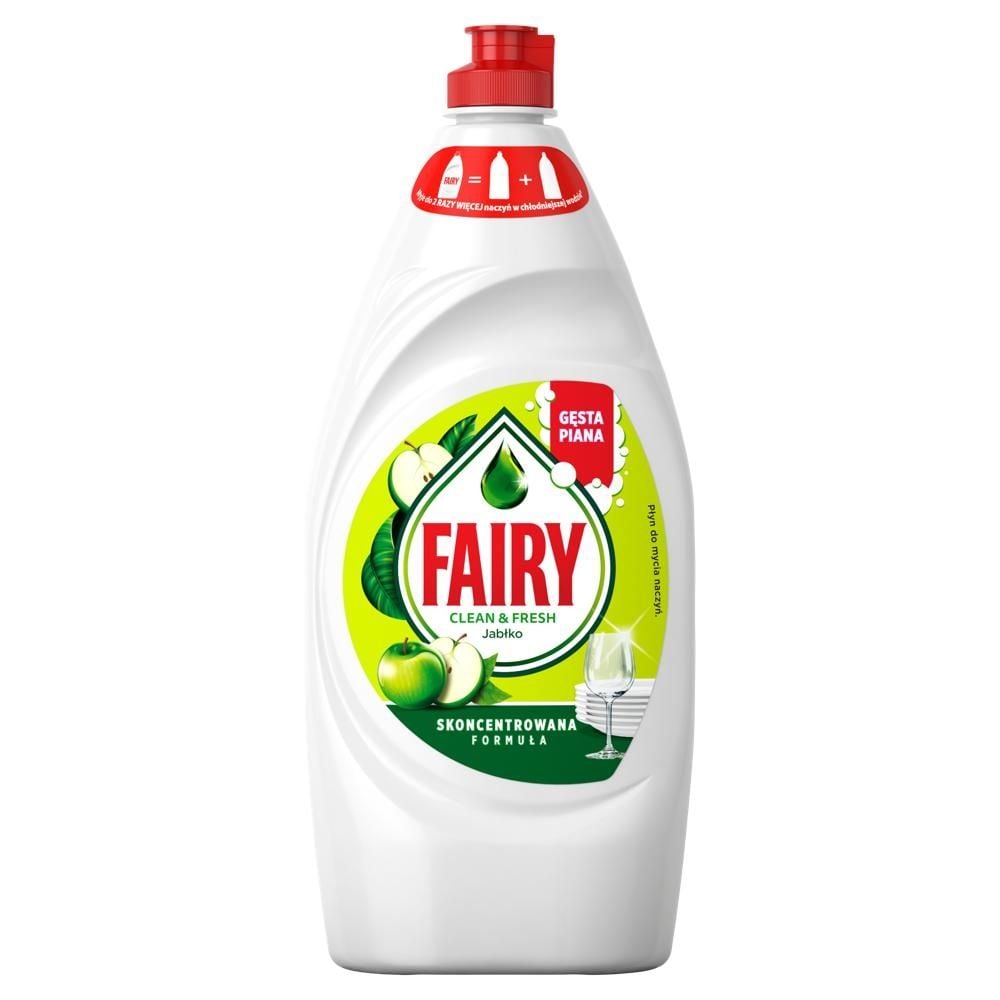 Fairy Clean & Fresh Jabłko Płyn do mycia naczyń zapewniający lśniąco czyste naczynia 900ml