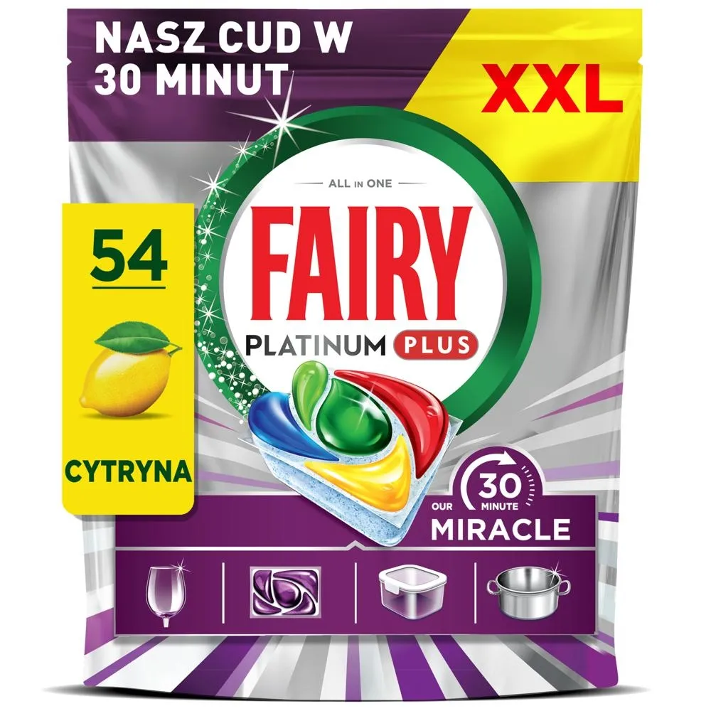 Fairy Our 30 Minute Miracle Platinum Plus Tabletki Do Zmywarki, 54 X
