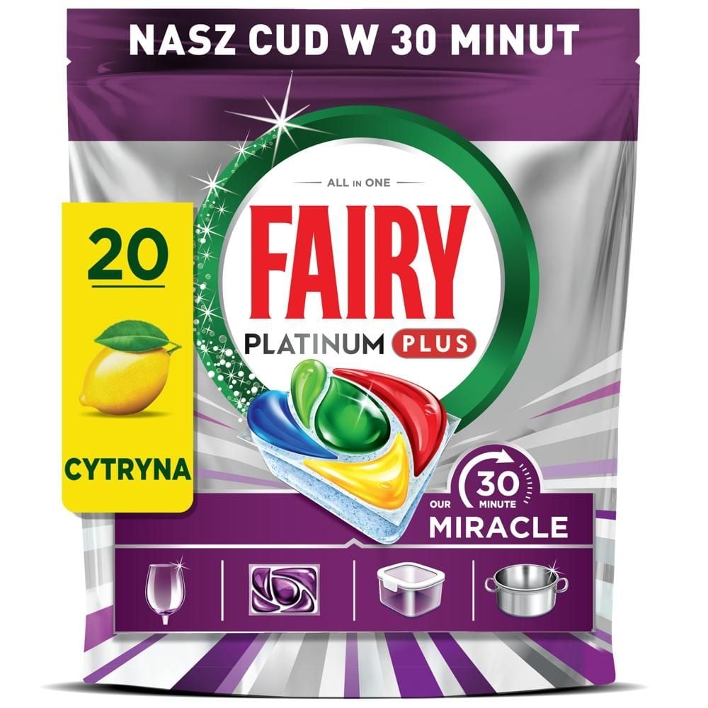 Fairy Our 30 Minute Miracle Platinum Plus Tabletki Do Zmywarki, 20 X
