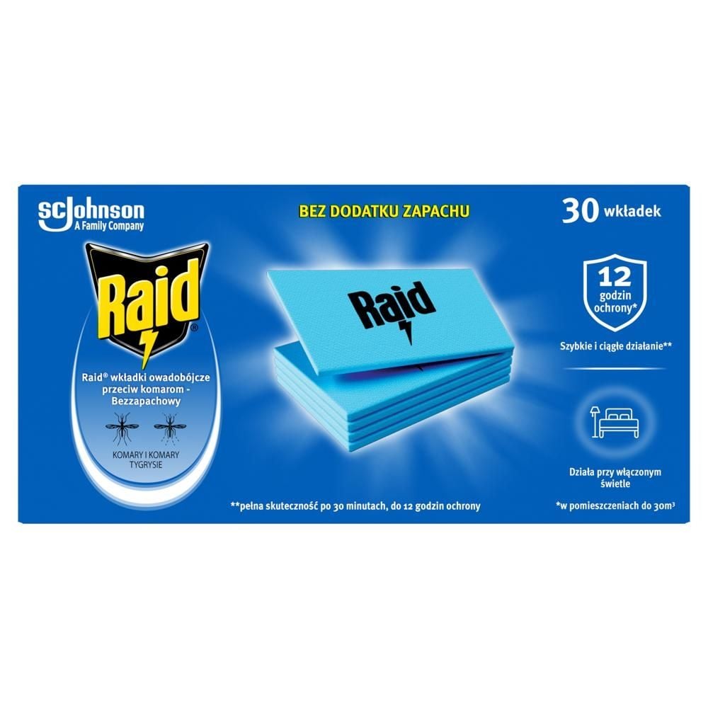 Raid Wkładki owadobójcze przeciw komarom bezzapachowy 22,2 g (30 x 0,74 g)