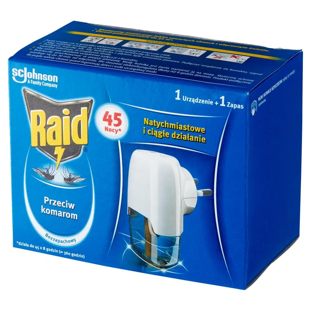 Raid Elektrofumigator z płynem owadobójczym przeciw komarom bezzapachowy 27 ml