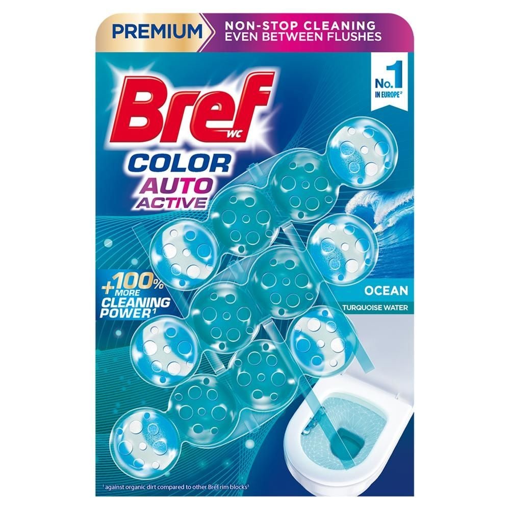 Bref WC Color Auto Active Ocean Zawieszka myjąco-zapachowa do muszli WC 3 x 50 g
