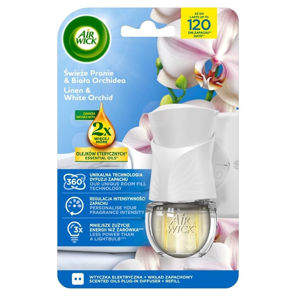 Air Wick Wtyczka elektryczna i wkład zapachowy świeże pranie & biała orchidea 19 ml