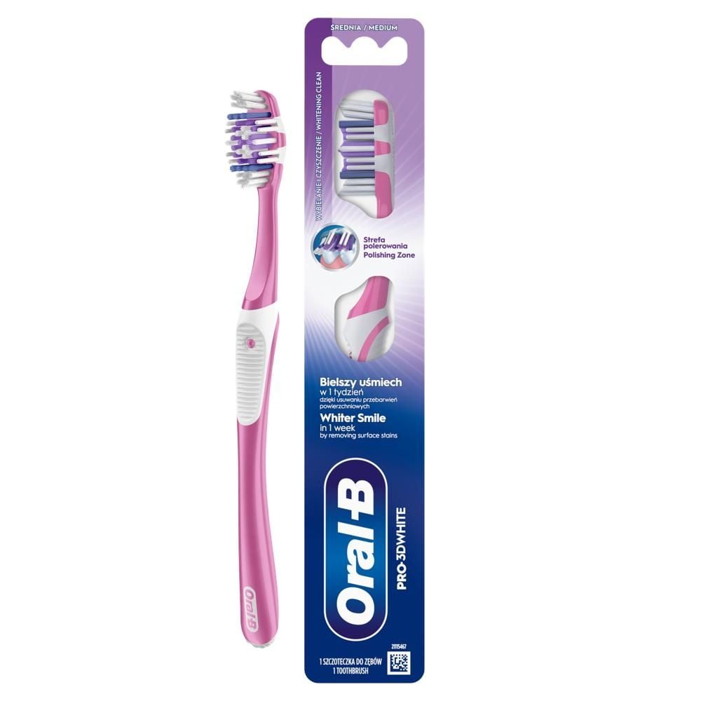 ORAL-B PRO-3DWHITE Szczoteczka do zębów –  średnia twardość, 1