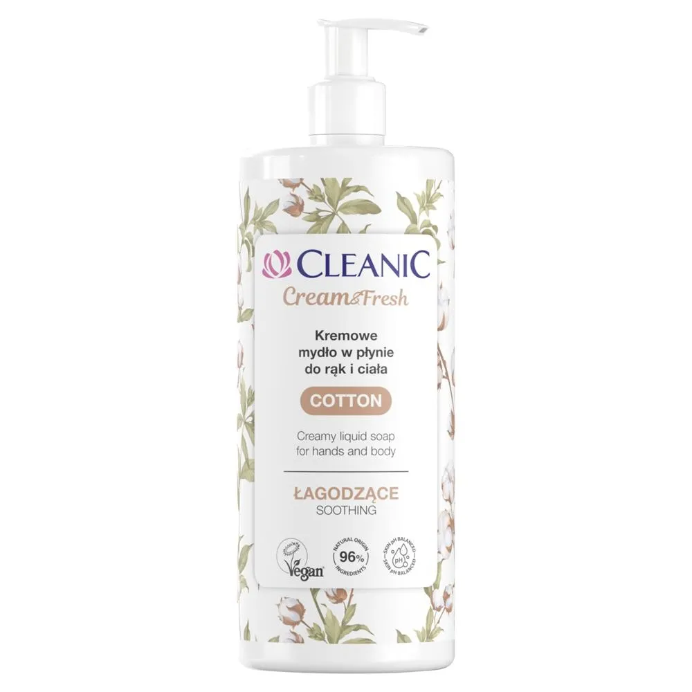 Cleanic Cream&Fresh Cotton Kremowe mydło w płynie do rąk i ciała 500 ml