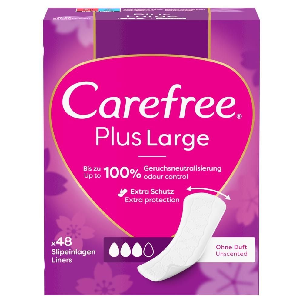 Carefree Plus Large Wkładki higieniczne bezzapachowe 48 sztuk