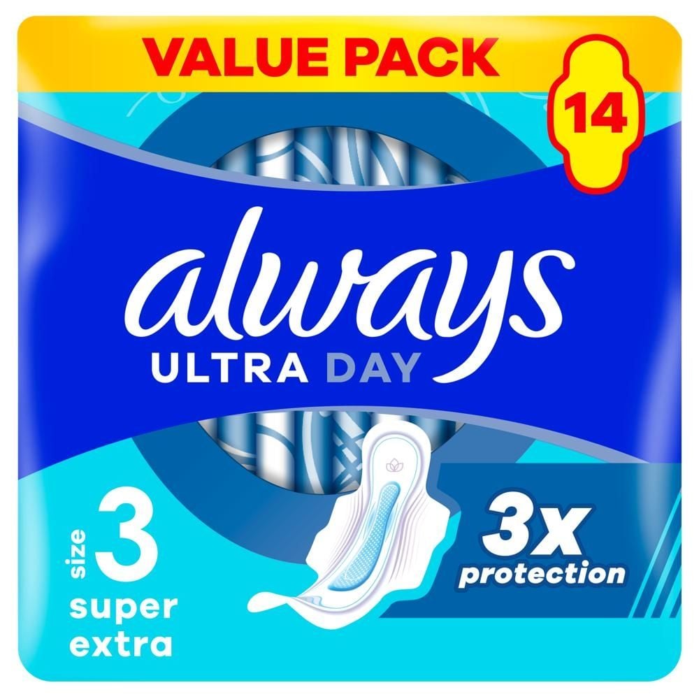 Always Podpaski Ultra Super Extra (rozmiar 3) Podpaski ze skrzydełkami, x 14]