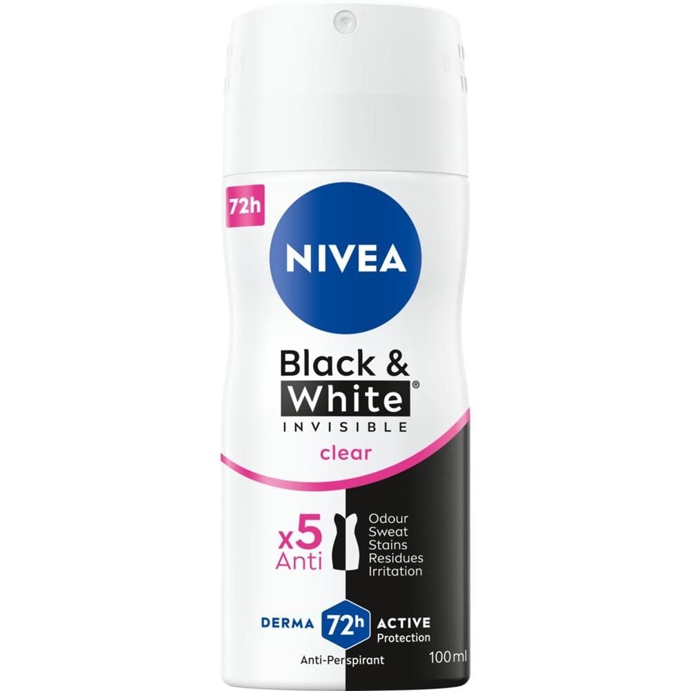 Nivea Black&White Invisible Clear Antyperspirant Spray 100ml