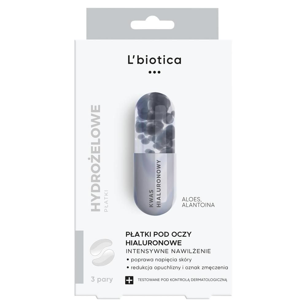 L'biotica Płatki pod oczy hialuronowe intensywne nawilżenie 3 x 2 sztuki