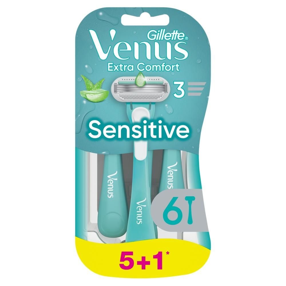 Gillette Venus Extra Comfort Sensitive Maszynki Jednorazowe Do Golenia, Opakowanie 6 Sztuk