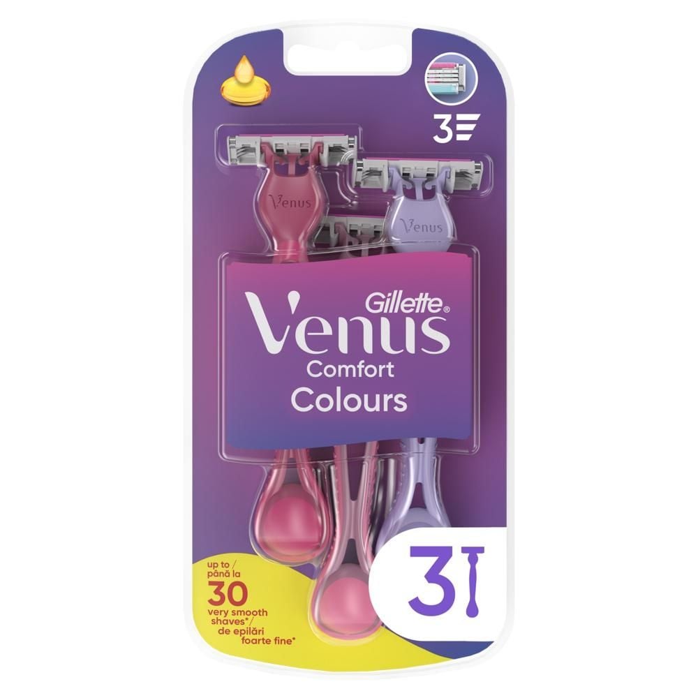 Gillette Venus Comfort Colours Maszynki Jednorazowe Do Golenia, Opakowanie 3 Sztuk