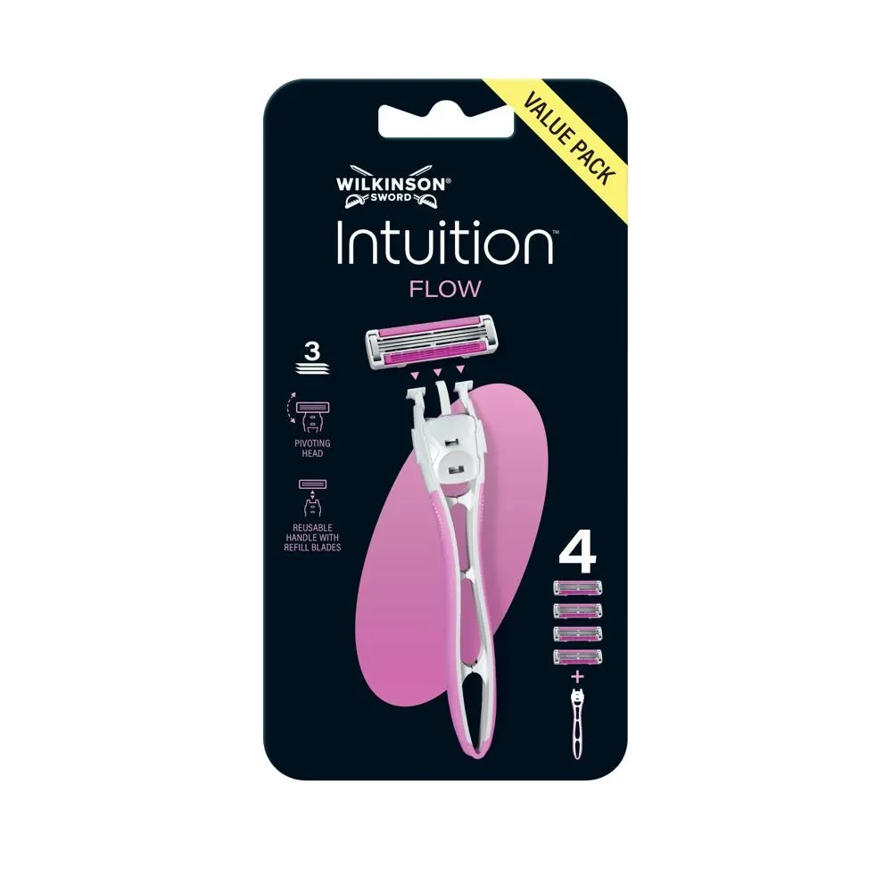 Wilkinson Sword Intuition Flow Maszynka do golenia z 3 ostrzami i 4 wkłady