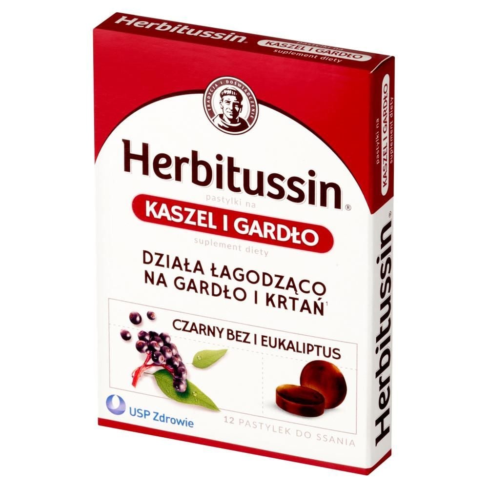 Herbitussin Pastylki na kaszel i gardło 12 sztuk