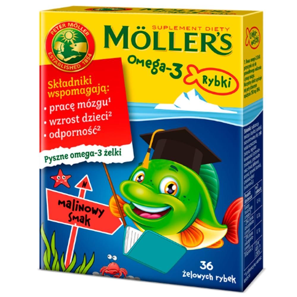 Moller's Omega-3 Rybki malinowe, 36 żelek