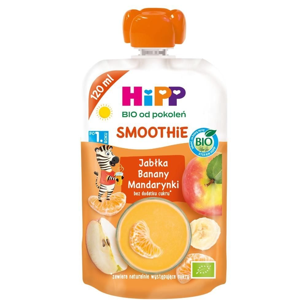 HiPP ΒIO Smoothie Mus z owoców i soków jabłka banany mandarynki po 1. roku  120 ml