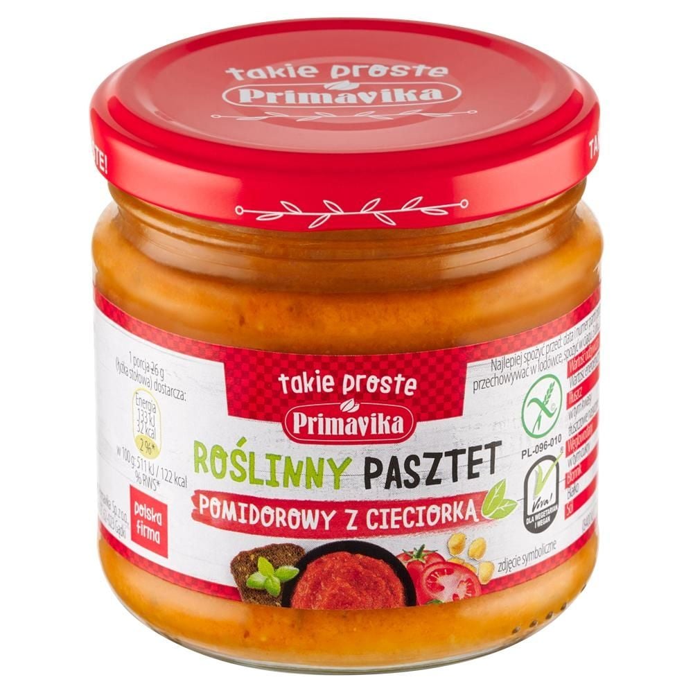 Primavika Roślinny pasztet pomidorowy z cieciorką 160 g