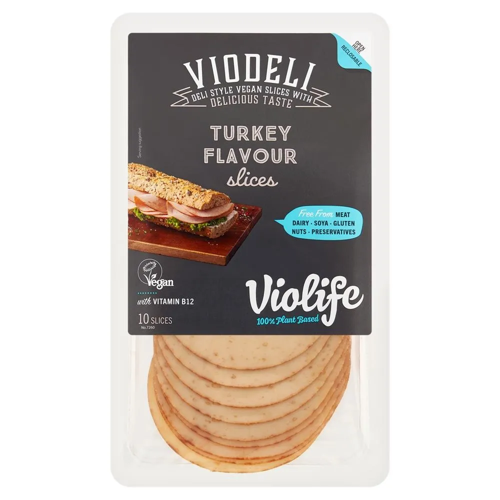 Violife Viodeli Produkt na bazie oleju kokosowego plastry o smaku indyka 100 g