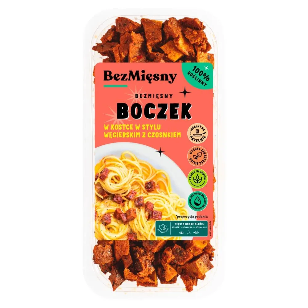 BezMięsny Bezmięsny boczek w kostce w stylu węgierskim z czosnkiem 100 g