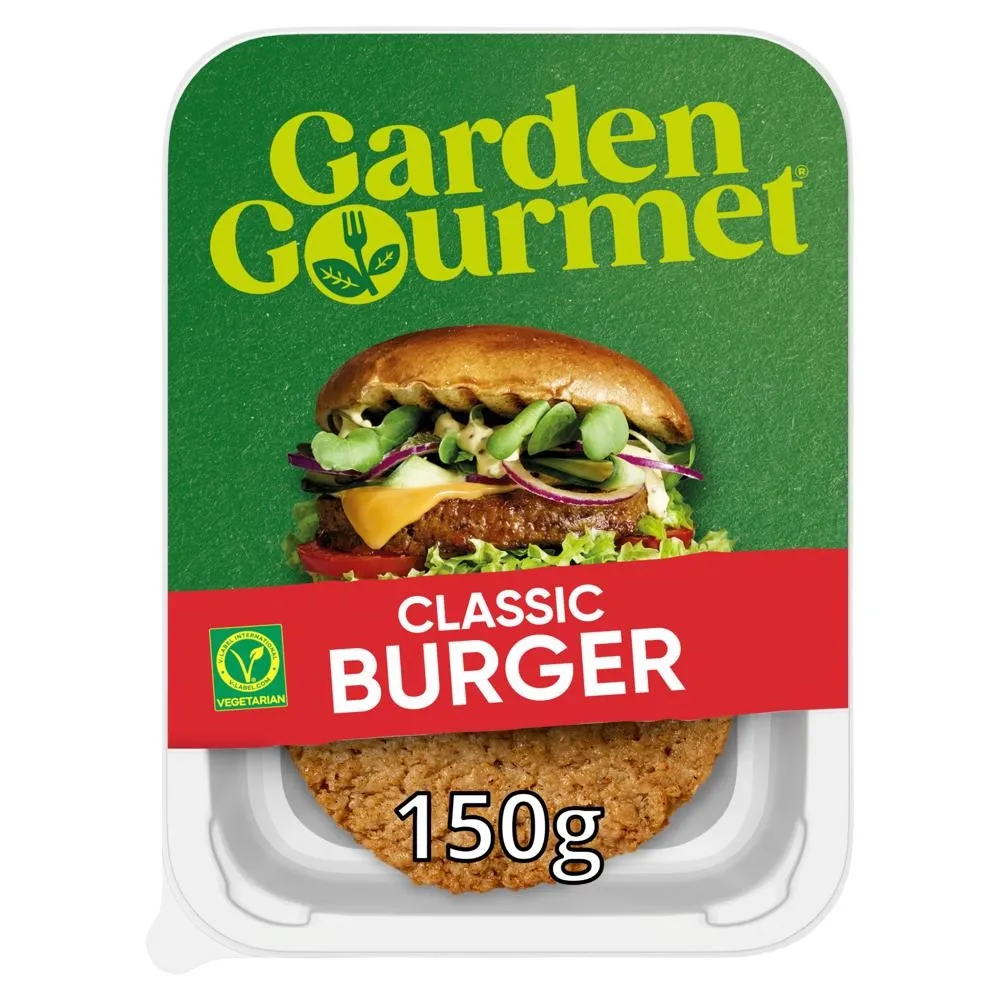 Garden Gourmet Burger Roślinny Wegański produkt na bazie białka sojowego i pszennego 150 g