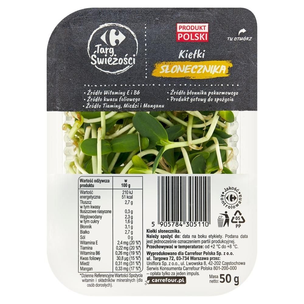 Carrefour Targ Świeżości Kiełki słonecznika 50 g