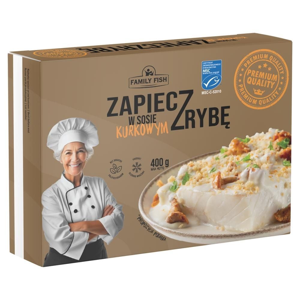 Family Fish Zapieczrybę Kostki z filetów ryby białej w sosie kurkowym 400 g