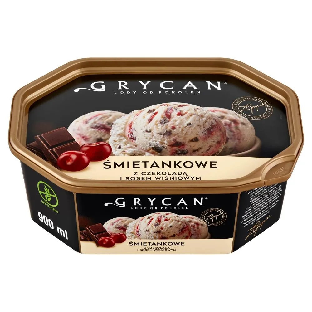 Grycan Lody śmietankowe z czekoladą i sosem wiśniowym 900 ml