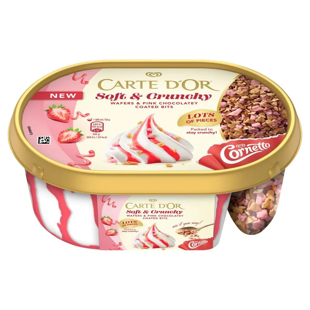 Carte D'Or Soft & Crunchy Lody waniliowe z sosem truskawkowym 750 ml