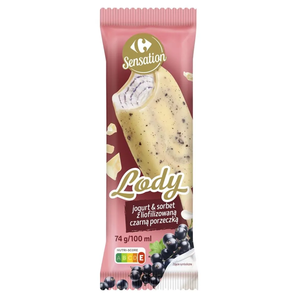 Carrefour Sensation Lody jogurt & sorbet z liofilizowaną czarną porzeczką 100 ml