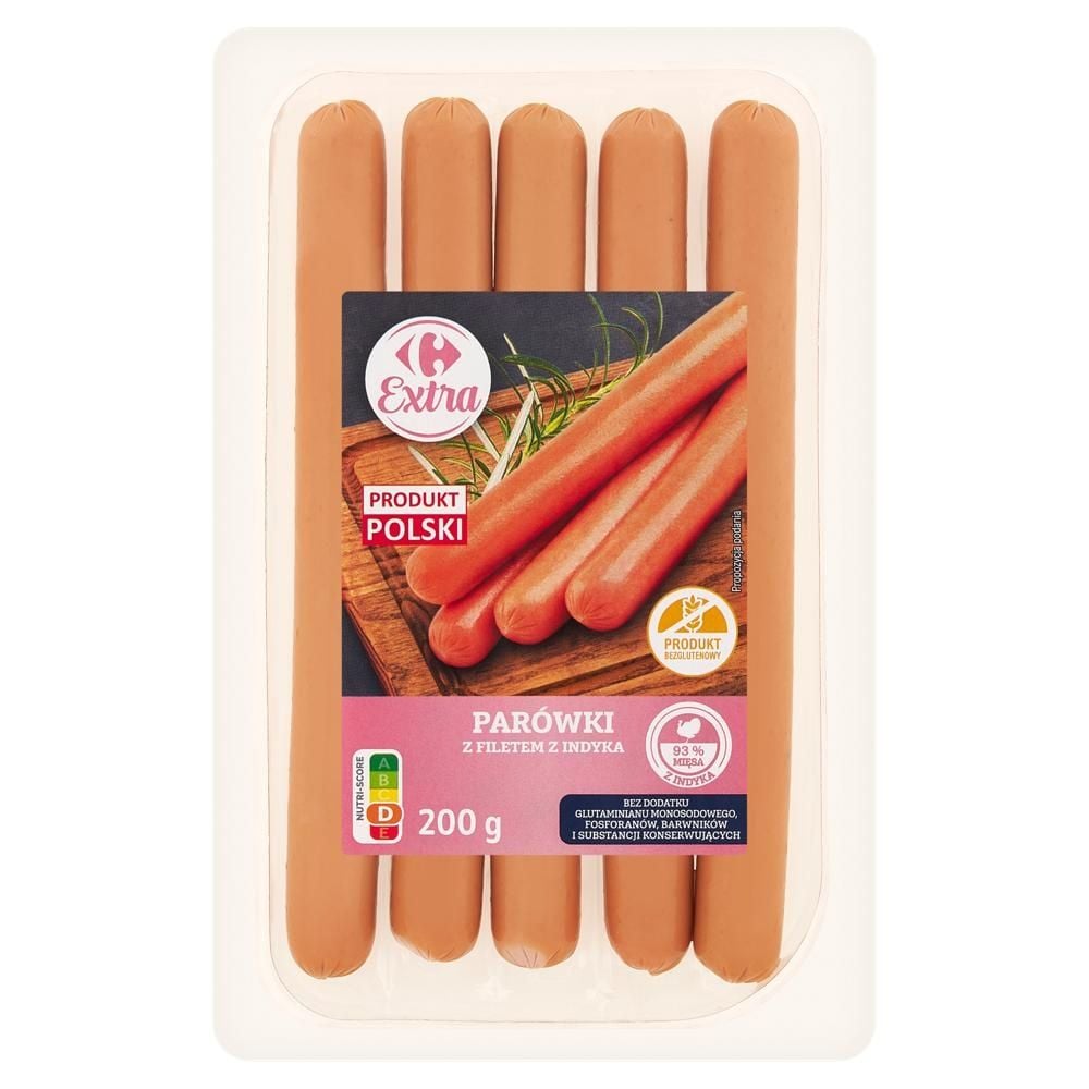 Carrefour Extra Parówki z filetem z indyka 200 g