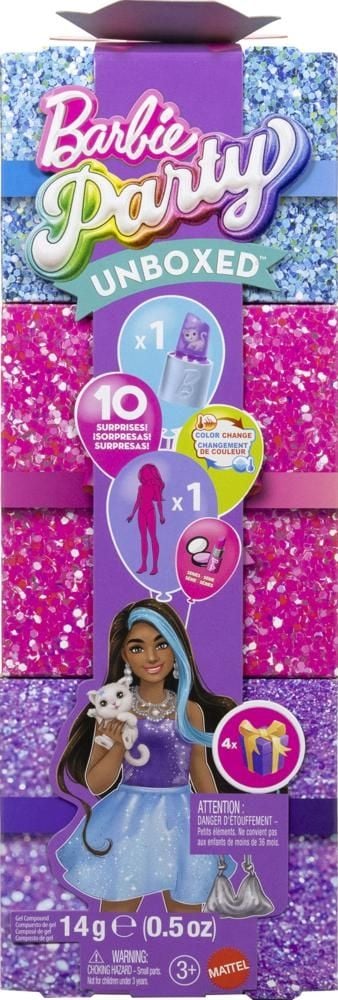 Barbie Party Unboxed Glam Party Stylowe przygotowania Lalka Zestaw fioletowy JFY66