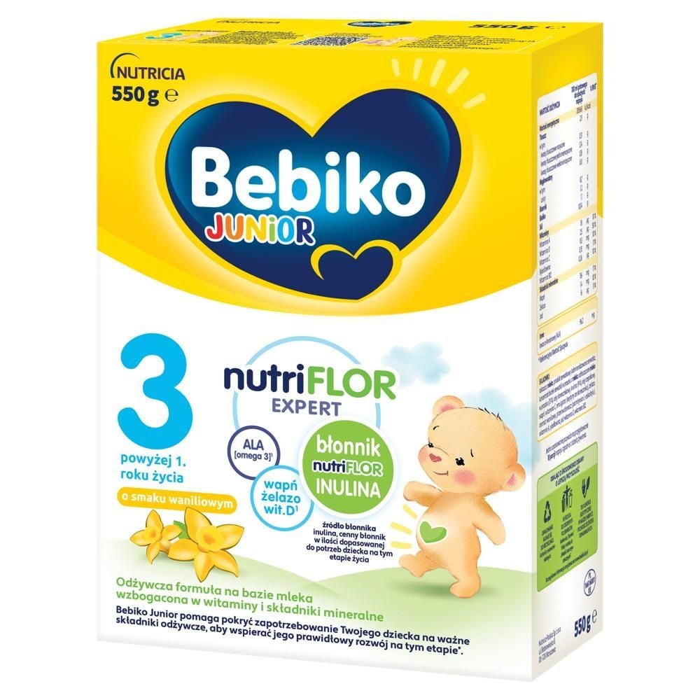 Bebiko Junior 3 Odżywcza formuła na bazie mleka dla dzieci powyżej 1. roku o smaku waniliowym 550 g