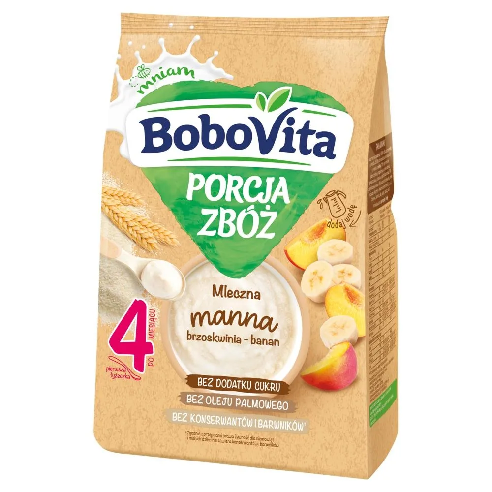 BoboVita Porcja zbóż Kaszka mleczna manna brzoskwinia-banan po 4 miesiącu 210 g