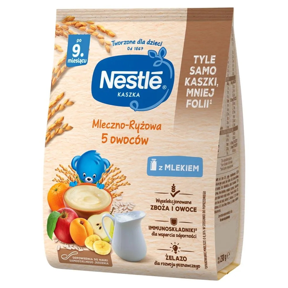 Nestlé Kaszka mleczno-ryżowa 5 owoców po 9. miesiącu 230 g